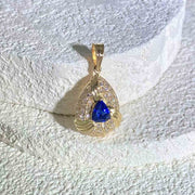 Blue Sapphire Diamond Necklace 18K Sri Lanka Royal Blue - Jiaxyk